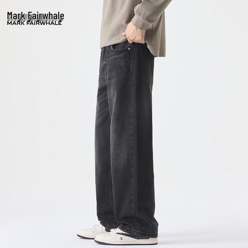 Mark Fairwhale Men's American Retro Loose Straight Washed Denim Jeans