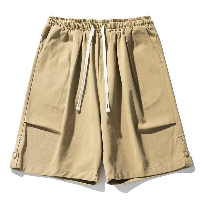 Men's Fashion Summer Pleated Design Workwear Shorts Knee-Length Short Pants Drawstring Beach Shorts