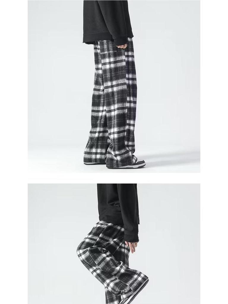 Chlapecké retro kostkované kalhoty s širokými nohavicemi - letní kolekce 2024