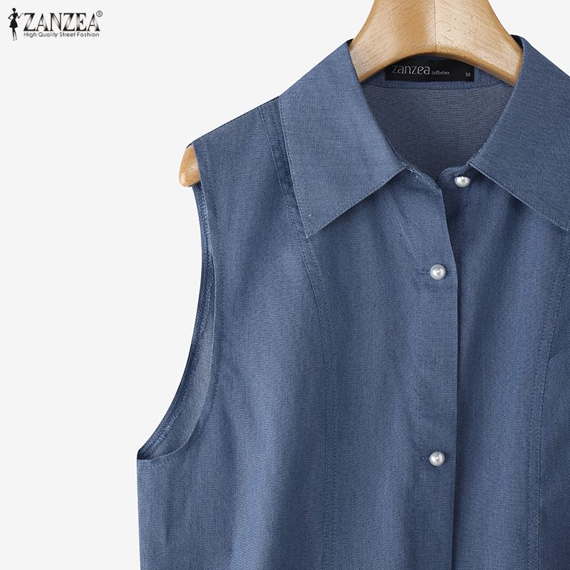 ZANZEA Women Summer Casual Lace Splice Loose Sleeveless Vest Tops