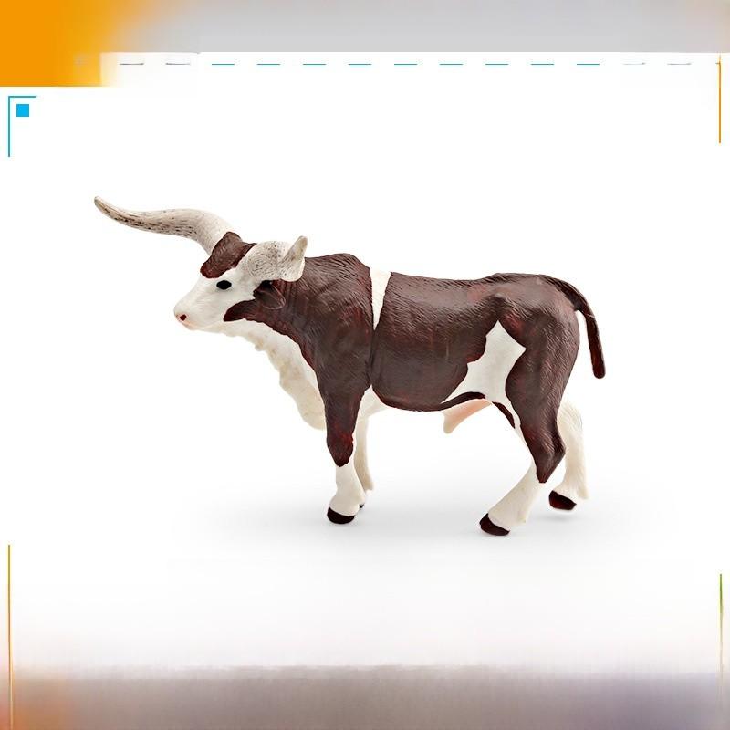 PVC Bauernhof Kuh Langhorn Bulle Gelbes Vieh Modell Für Kinder Lernspielzeug Und Heimdekoration