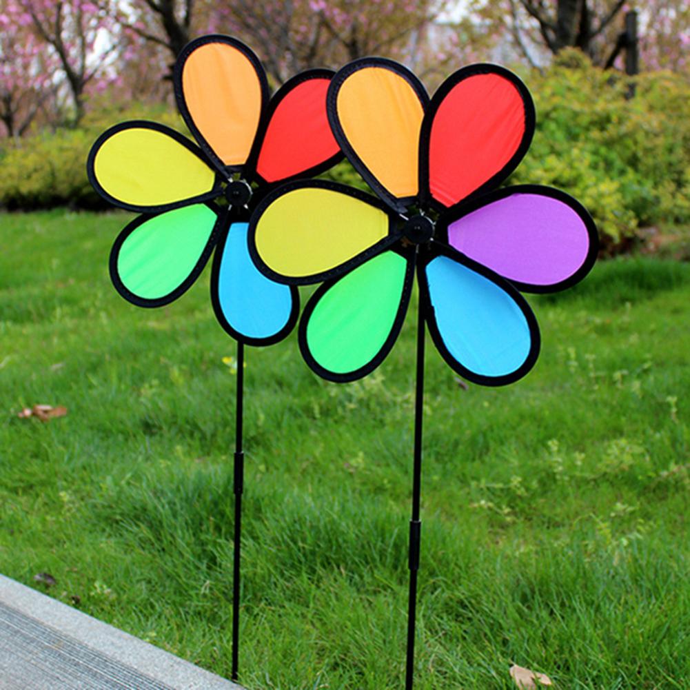 6pcs Flower Wind Spinner Outdoor Bird Repeller Windmill Spinners Birds Deterrent Colorful Rainbow Wind Catchers Garden Decor
