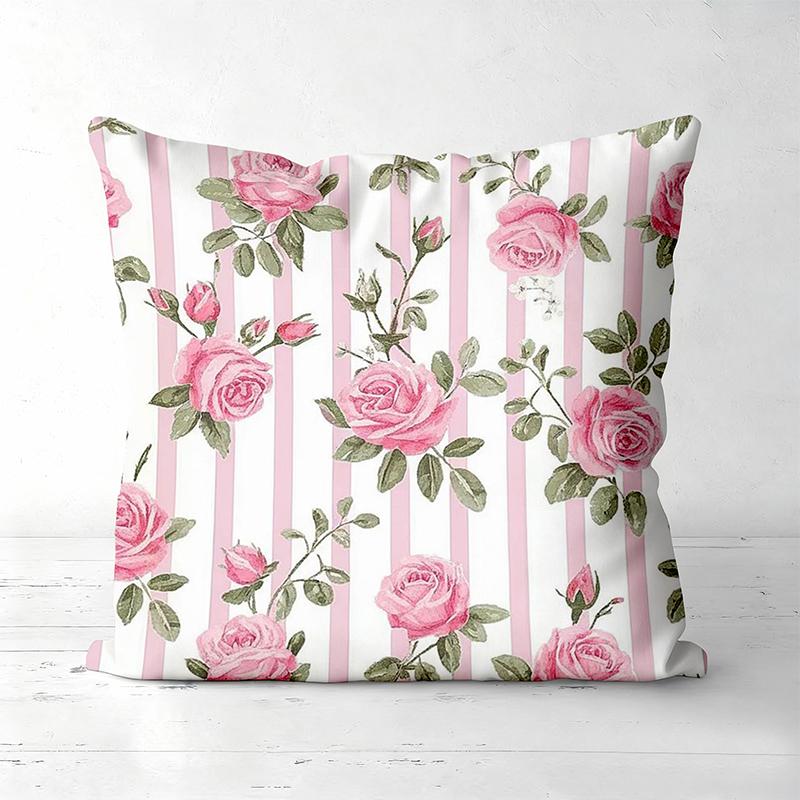 Pink Rose Floral Pattern Pillows for Home Decor Polyester pillowcase, sofa decorative cushion cov Headboard Pillow