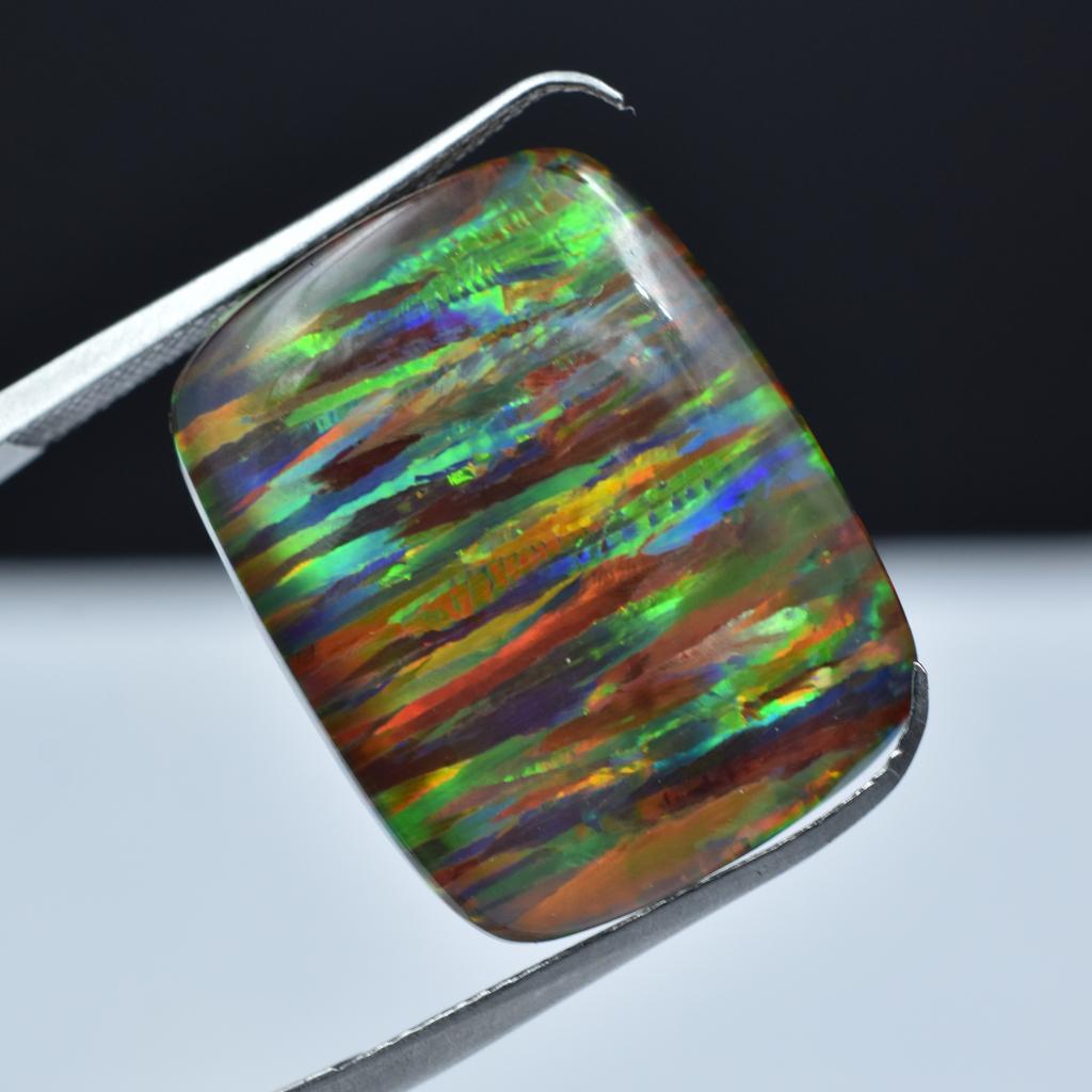 Lab-Created Opal Loose Gemstone Cushion Cut 15 ct Multi-Color Boulder October Birthday Birthstone