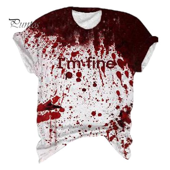 

Женская футболка с круглым вырезом и коротким рукавом, с принтом ужасов на Хэллоуин, тонкая эластичная футболка для косплея, фестивалей, пуловеры, топы M