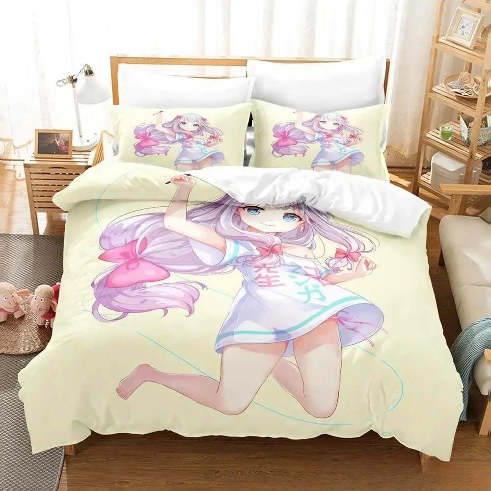 Home Living Luxury  Sagiri Izumi Bedding Set Cartoon Anime Three-piece Set Adult Kid Bedroom Duvet Cover Sets 3D Kawaii Girls