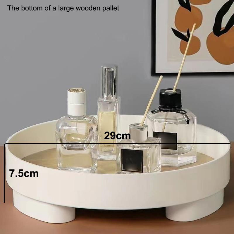 Nordic Wood Storage Tray Household Desktop Sundries Cosmetic Perfume Jewelry Key Plate Home Decorative Round Storage Trays