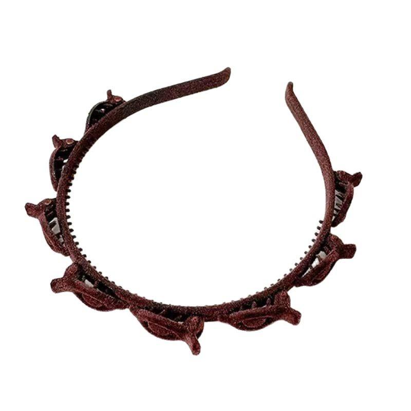 

1 шт. Аксессуары для волос с зажимом-кольцом Двойной ободок для волос с флокированным нескользящим плетением Декоративная заколка-ободок для волос