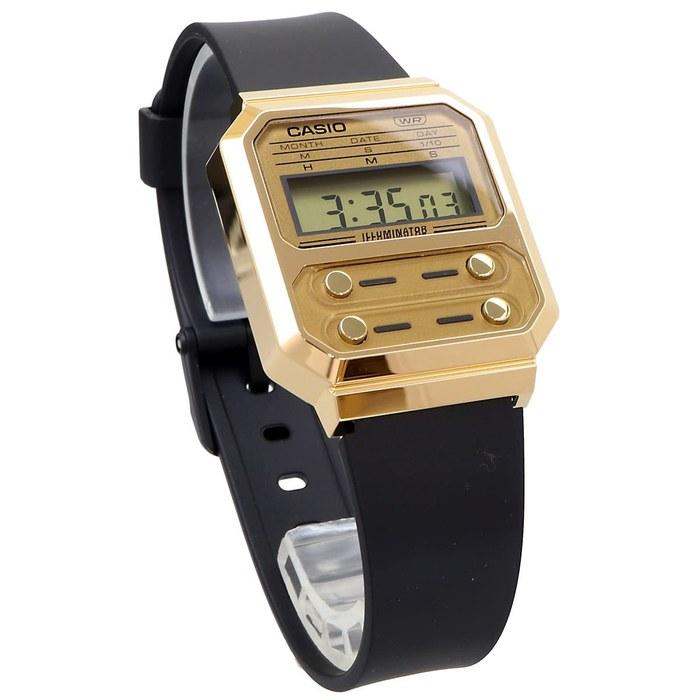 Casio Digital Watch A100WEFG-9A Men's Gold Black Urethane Band