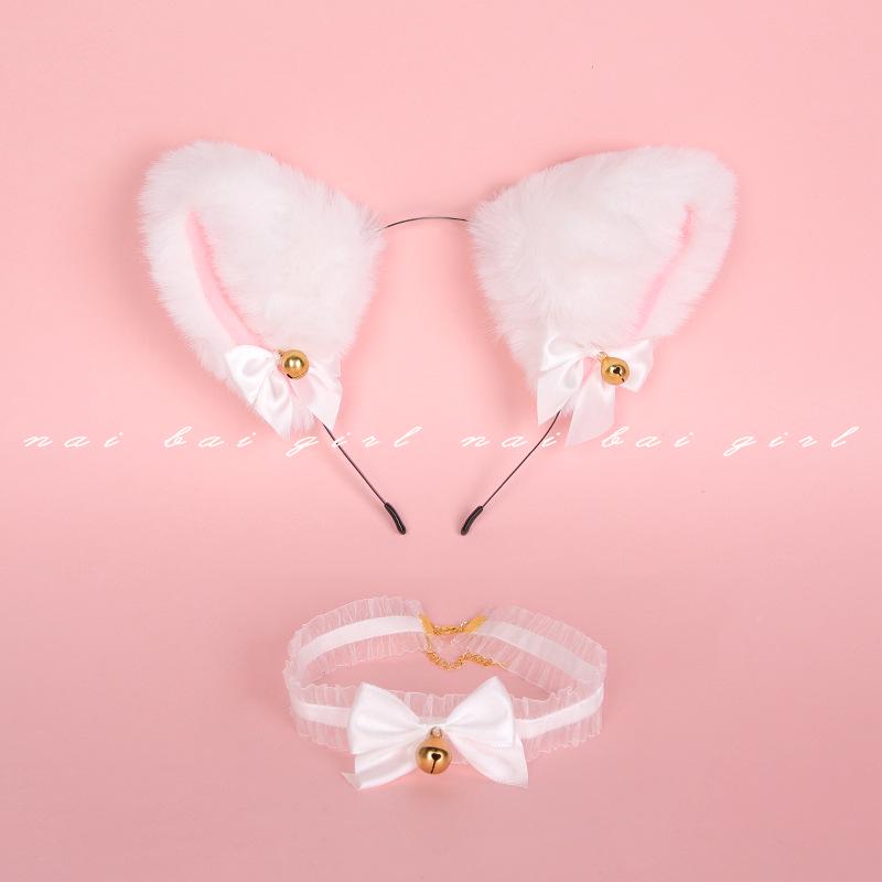 Fox Role Play Set: Metal Anal Plug with Tail, Lace Choker, and Headband for Teasing and Flirting