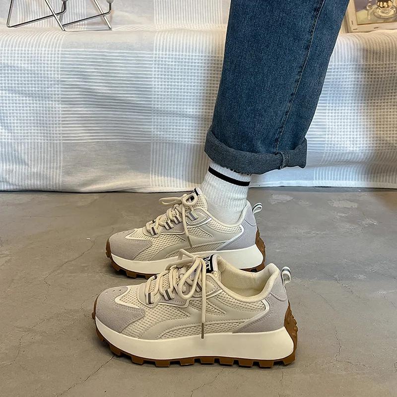 Women's Vulcanized Shoes Platform Sneakers Mesh Breathable Sport Running Shoes for Women Training Shoes Zapatos De Mujer