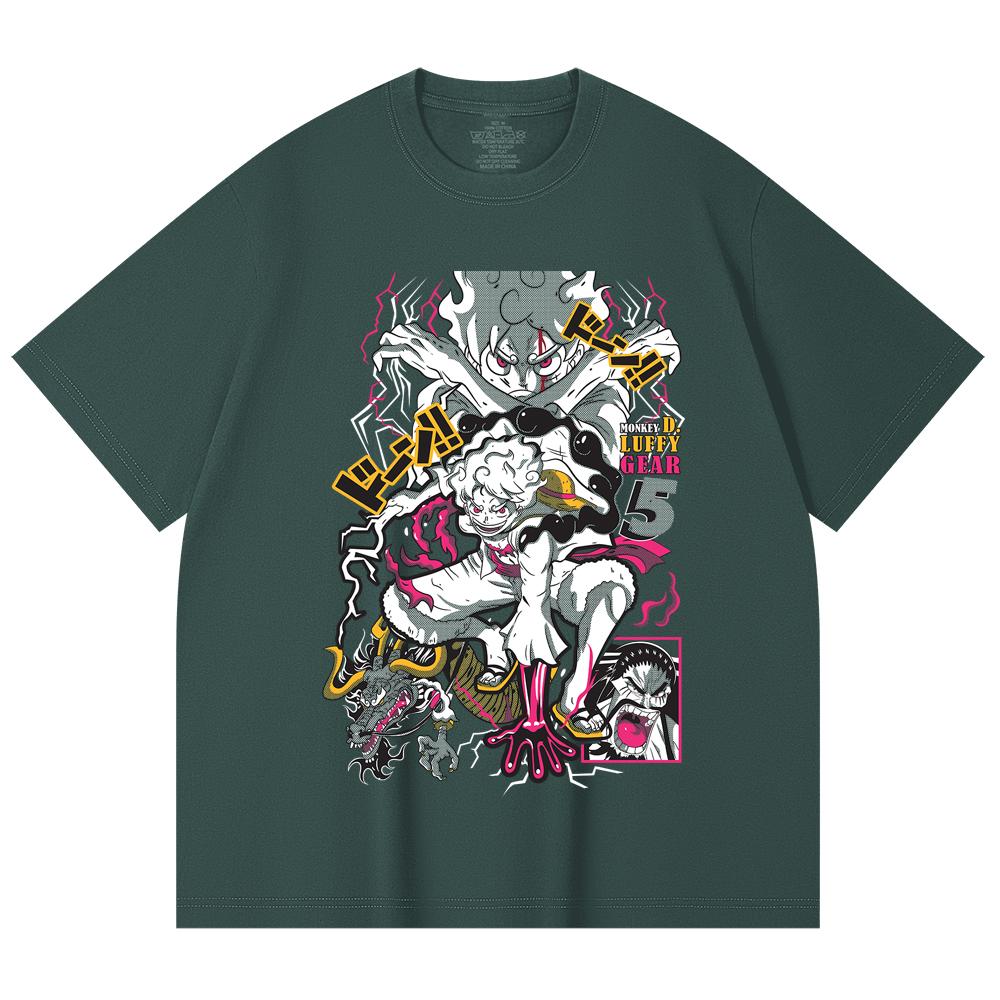 230 Gsm 100% Cotton One Piece V23 Luffy Gear Print Unisex Heavy Cotton T Shirt