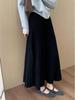2025 Winter Women's High-Waisted Pleated Knitted Midi Skirt - Korean Style, Casual, Thickened, Slimming Design