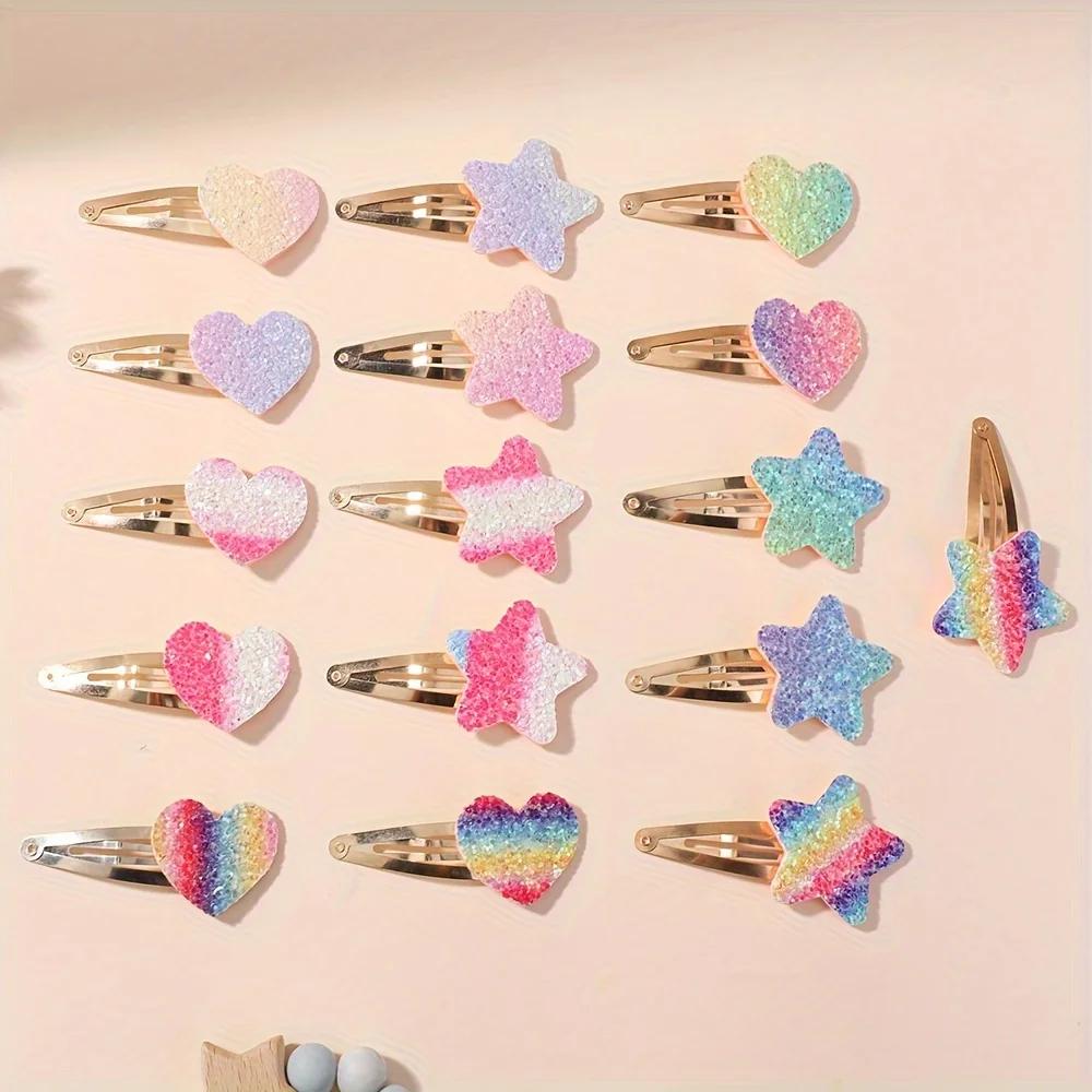 16 Stück Mode Glitzer Regenbogen Blume Hase BB Handgefertigt Haarnadeln Für Süße Mädchen Haarspangen Haarspangen Kopfschmuck Haaraccessoires