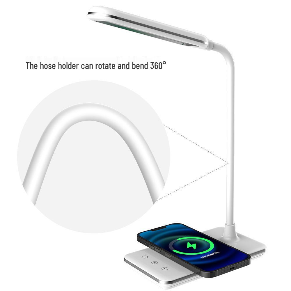 15W Desk Lamp with Eye Protection & Wireless Fast Charging - Certified Study Light