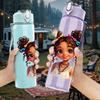 1PC Cute Little Girl Braided Hair Portrait Print 750ml Color Plastic Sports Water Bottle Leakproof Flip Straw Lid Suitable for Sports Office Home Use