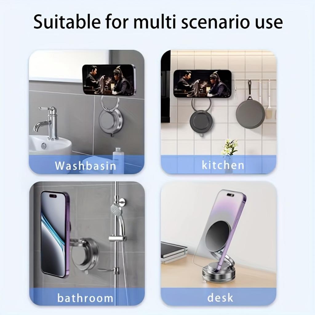 Magnetisk telefonholder for bil, Justerbar roterende dobbeltsidig sugekopp, Håndfri telefonholder, Håndfritt kjøretilbehør | Moderne biltilbehør