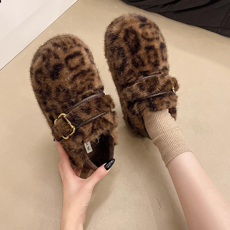 2025 Winter Women's Causal Cotton Shoes Warm Furry Hairy Fashionable Outdoor Women's Plush Shoes Women Flat Bottom Zapatos Mujer