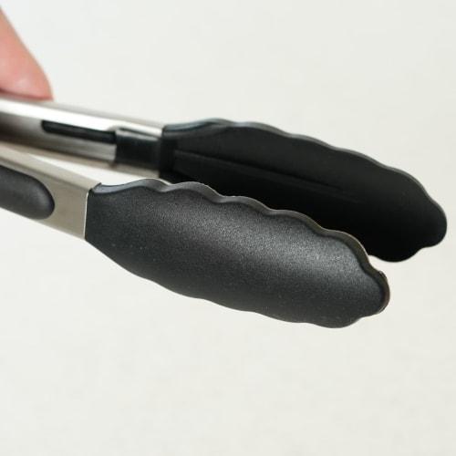 Thunder Group All-Purpose Tongs, 9-inch, 26.5cm Long, with Lock, Stainless Steel and Silicone, SLTHUT610