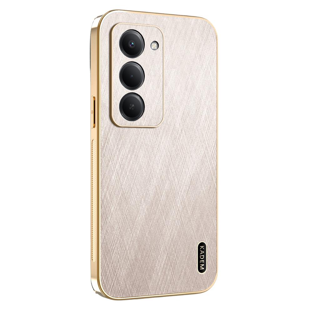 Pro Xiaomi Redmi 15 4G (EU) (171 mm) Pouzdro Elektroplating Hedvábná Textura PU+TPU Kryt Zadní Strany Telefonu