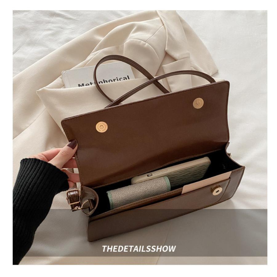 New Arrival Faux Leather Square Shoulder Bag Magnetic Closure Crossbody Handbag for Women