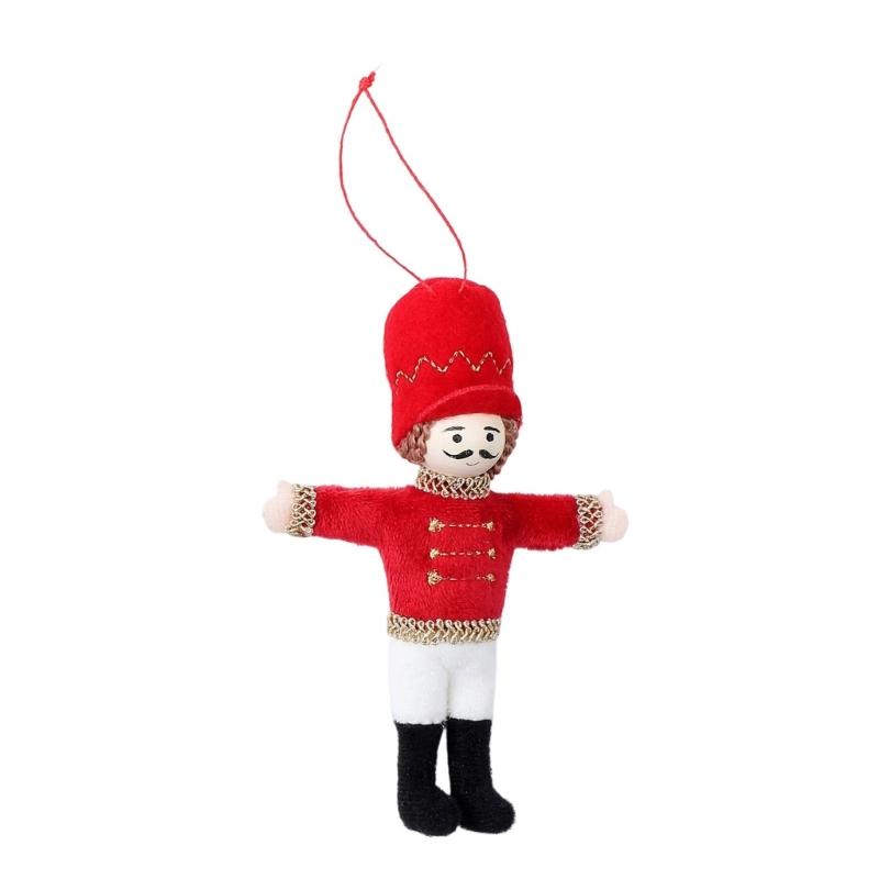 Classical Fabric Nut Cracker Soldier Figures Christmas Tree Hanging Ornaments Holiday Home Decoration
