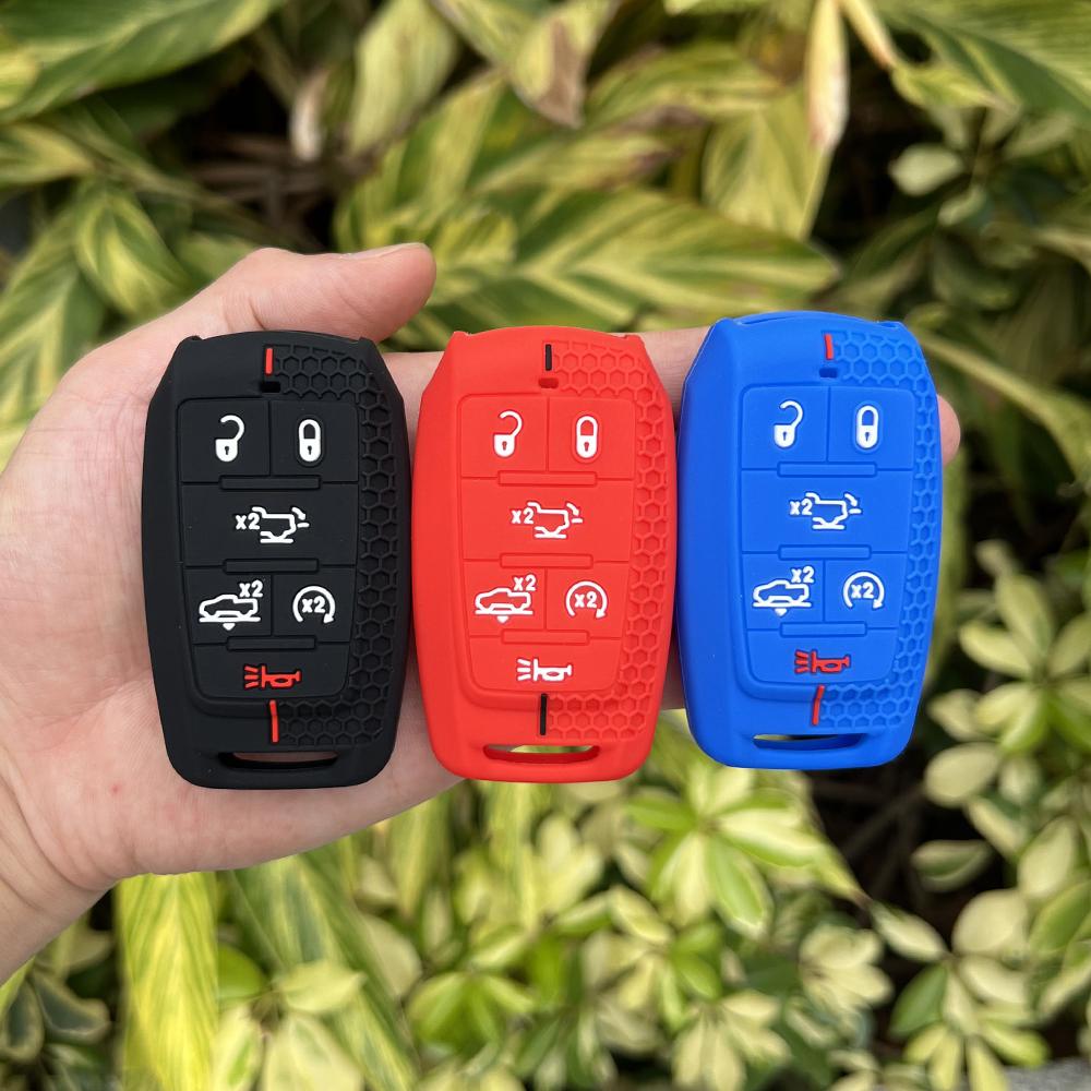 Silicone Car Key Case Remote Cover Shell Keychain Accessories for Dodge Ram 1500 Pickup Limited 2019 2020 2021 2022 2023 2024