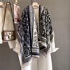 Autumn retro splicing contrasting cashew flower jacquard scarf women's versatile thickened warm neck scarf shawl
