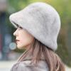 Mink Hair Mink Hat Women's Autumn and Winter Warm Whole Mink Fur Bucket Hat Winter Fashion Middle-aged and Young Fur Hat