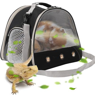 Transportín para Cobaya Portátil Transparente Jaula de Transporte para Hámster Reptil Bolsa de Viaje Mascota Pequeña Conejo Dragón Barbudo Exterior