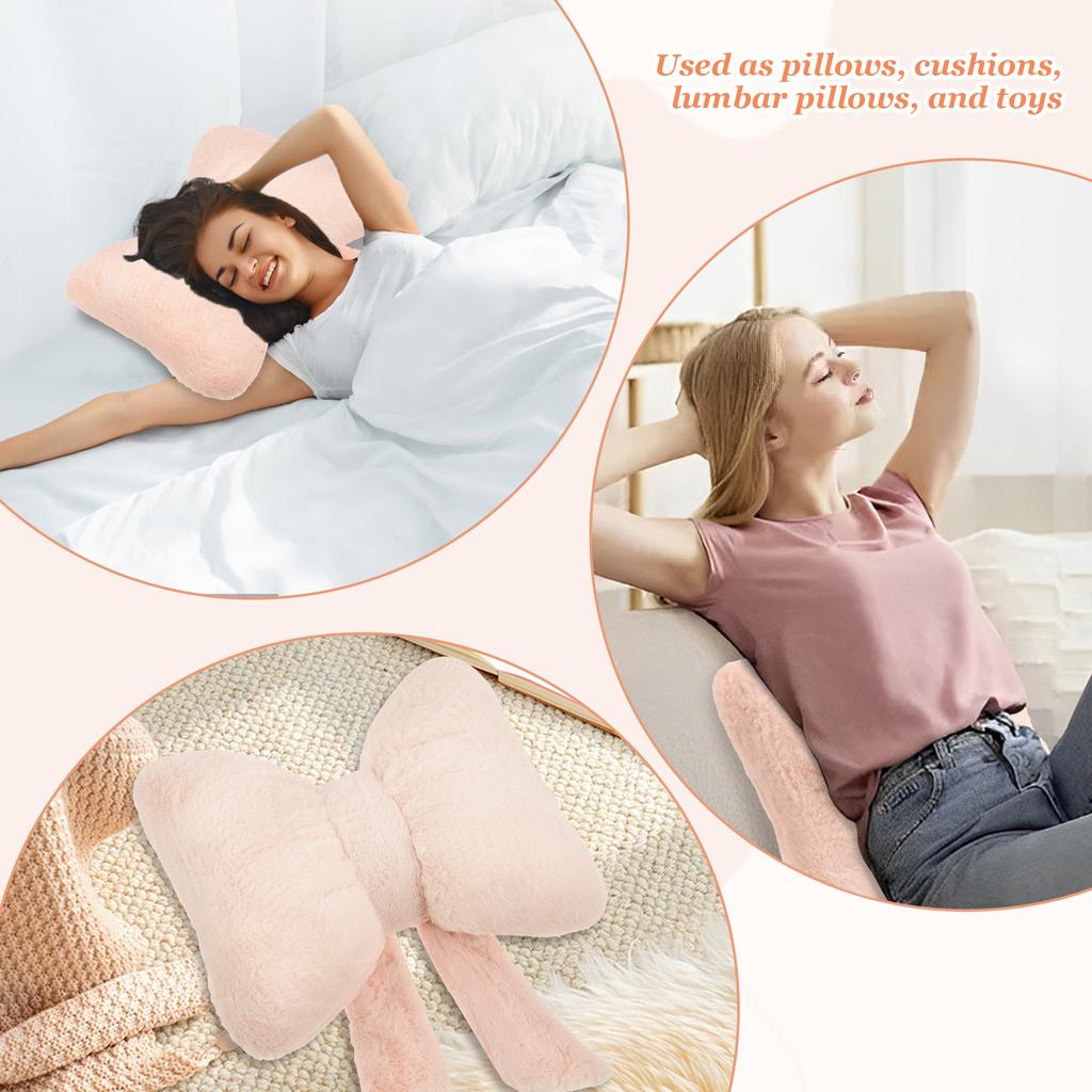 Bow Throw Pillow Soft Waist Fitting Fluffy PP Cotton Filling Cushion Ins Style Room Decor Bow Pillow for Bed Couch Living Room