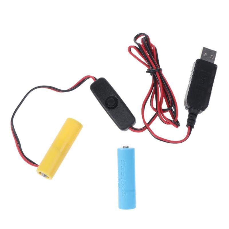 New 1.5V To 6V Universal AA/AAA Dummy Battery Adapter Detachable USB/Type C Battery Eliminator Cable With On/Off Switch Reusable