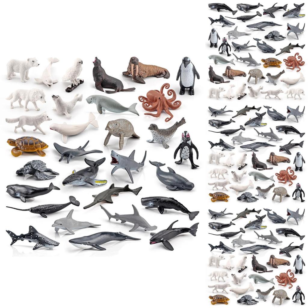 Piece 30 Realistic Ocean Animal Model Set With Whale Penguin Turtle Octopus And More