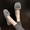Fashion Women's Winter Furry Flat Shoes Round Toe Slip-on Female Loafers 2025 New Warm Fur Casual Moccasin Walking Shoes Zapatos Mujer