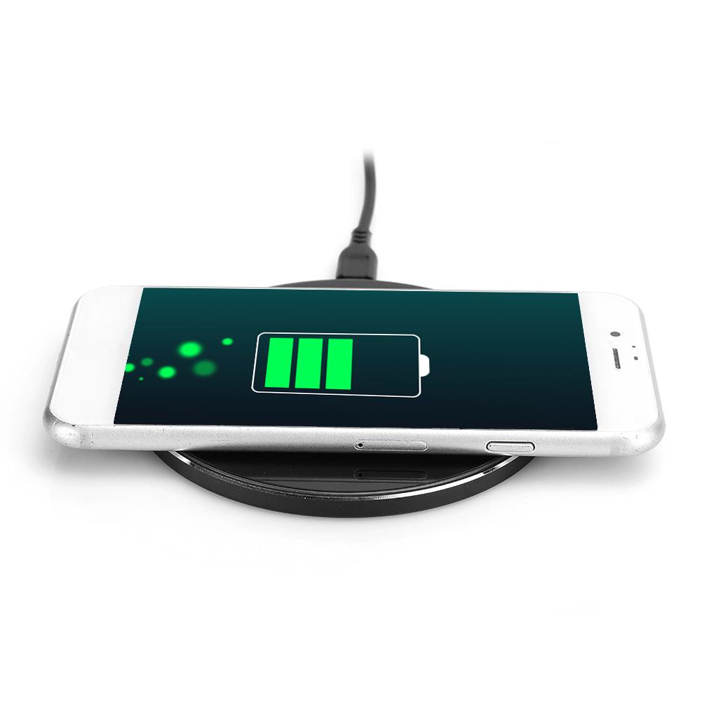 Glass Panel Black Lightweight Round Portable Quick Charging Safe Reliable Wireless Charger for