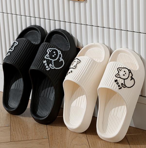 2024 Sommer Kvinner Tøfler Badekar Tykk Plattform Sklisikker Hjem Katt Tegnefilm Flip Flops Strandsandaler Dame Sklier Innendørs Utendørs