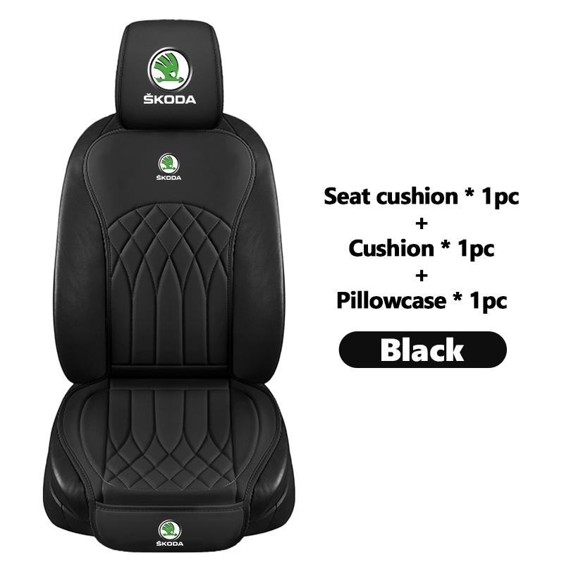 ADZ1 Car Seat Cushion Pad Leather Seat Cover Decoration Dust Proof Interior Accessories For Skoda Fabia Kodiaq Kamiq Superb Yeti