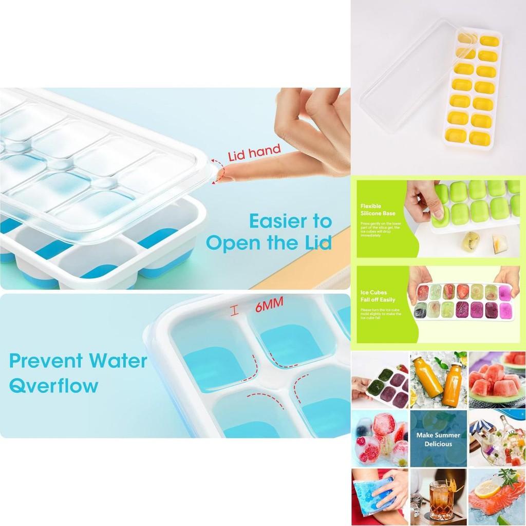 Practical Silicone Ice Tray With Lid Effortless Release Feature Ideal For Fast Freezing In Vibrant Color Options
