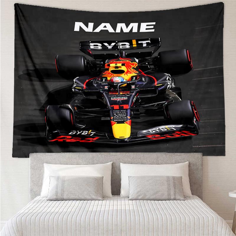 Custom Name Racing Print Tapestry, Backdrop, Easy Setup, Ideal for Bedroom, Office & Living Room, with Aesthetic Wall Hanging Decor.