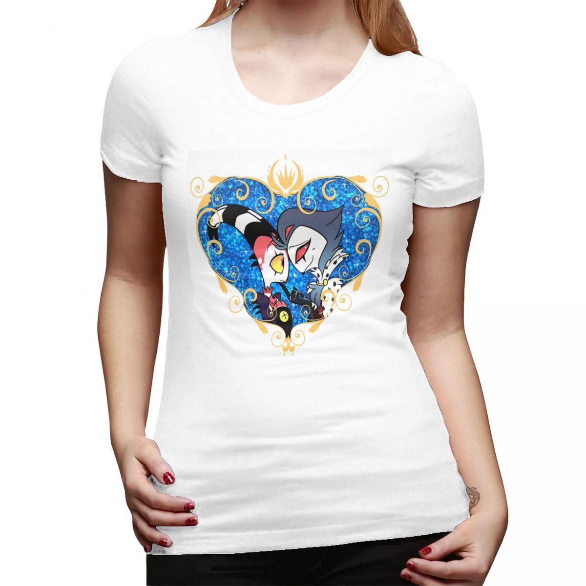 Helluva Boss Stolas And Blitzo Heart Frame TShirt for Women ONeck Streetwear T Shirts Womens Short Sleeve Summer Clothes Tops S