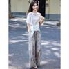 Summer Casual Irregular T-Shirt and High-Waisted Wide Leg Pant Set