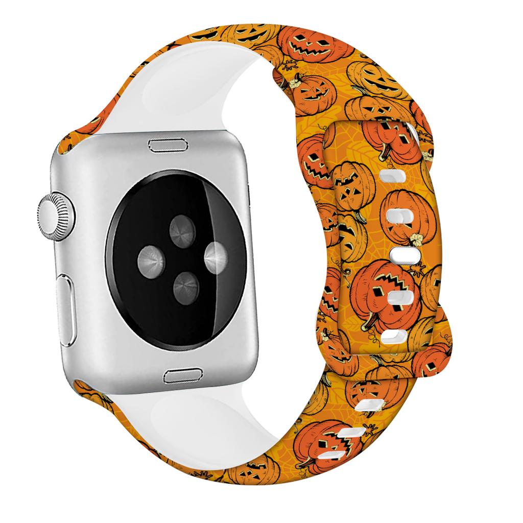 Silicone Strap For Apple Watch Band 44mm 40mm 45mm 49mm 41mm 38mm 42mm Halloween bracelet iwatch series 9 7 se 3 5 4 6 8 ultra 2