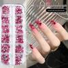 12-Grid Mini Nail Art Rhinestones, Colorful Irregular Champagne Crystals, Super Flash Flatback Nail Accessories.