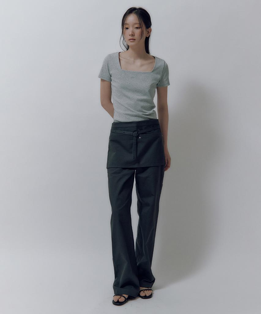 Lugkaeseuteu Melanie Layered Skirt Pants_Charcoal