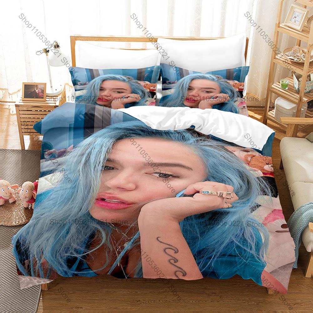 Colombian Reggaeton Icon Karol G Mañana Será Bonito Pink Angel Bichota Album Collage Bedding Set 1 Duvet Cover + 2 Pillowcases