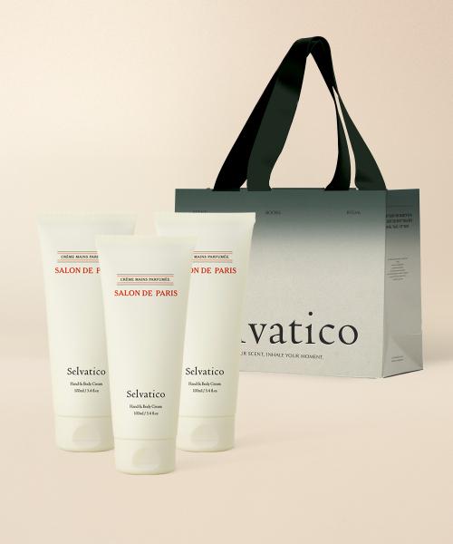 

Selvatico Hand Body Cream 100ml+100ml+100ml Gift Shopping Bag Salon de Paris Hand and Body Cream 100mlx3
