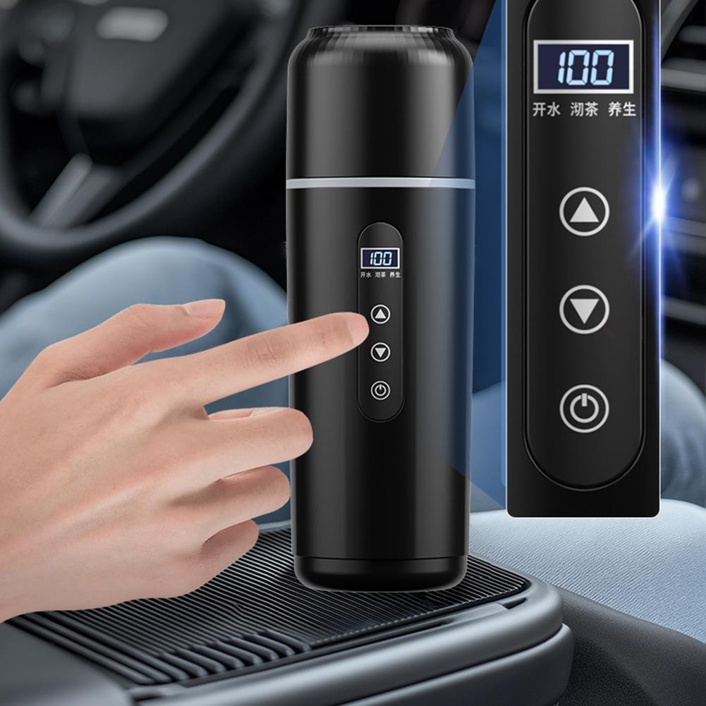 500ml Insulated Car Kettle with LCD Display Electric Travel Mug for Hot Beverages While Traveling In Cars and Trucks