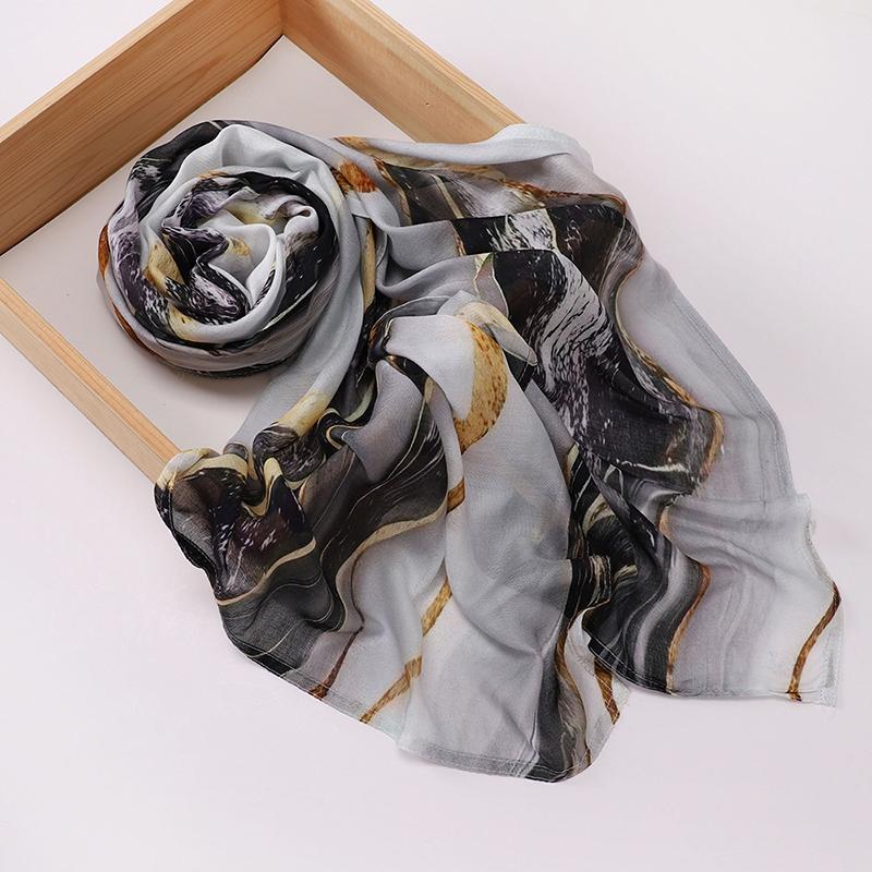 Boho Watercolor Soft Muslim Hijabs Women Floral Breathable Shawl Wrap Scarf Hijab Floral Print Ramadan Headscarf Islamic Turban