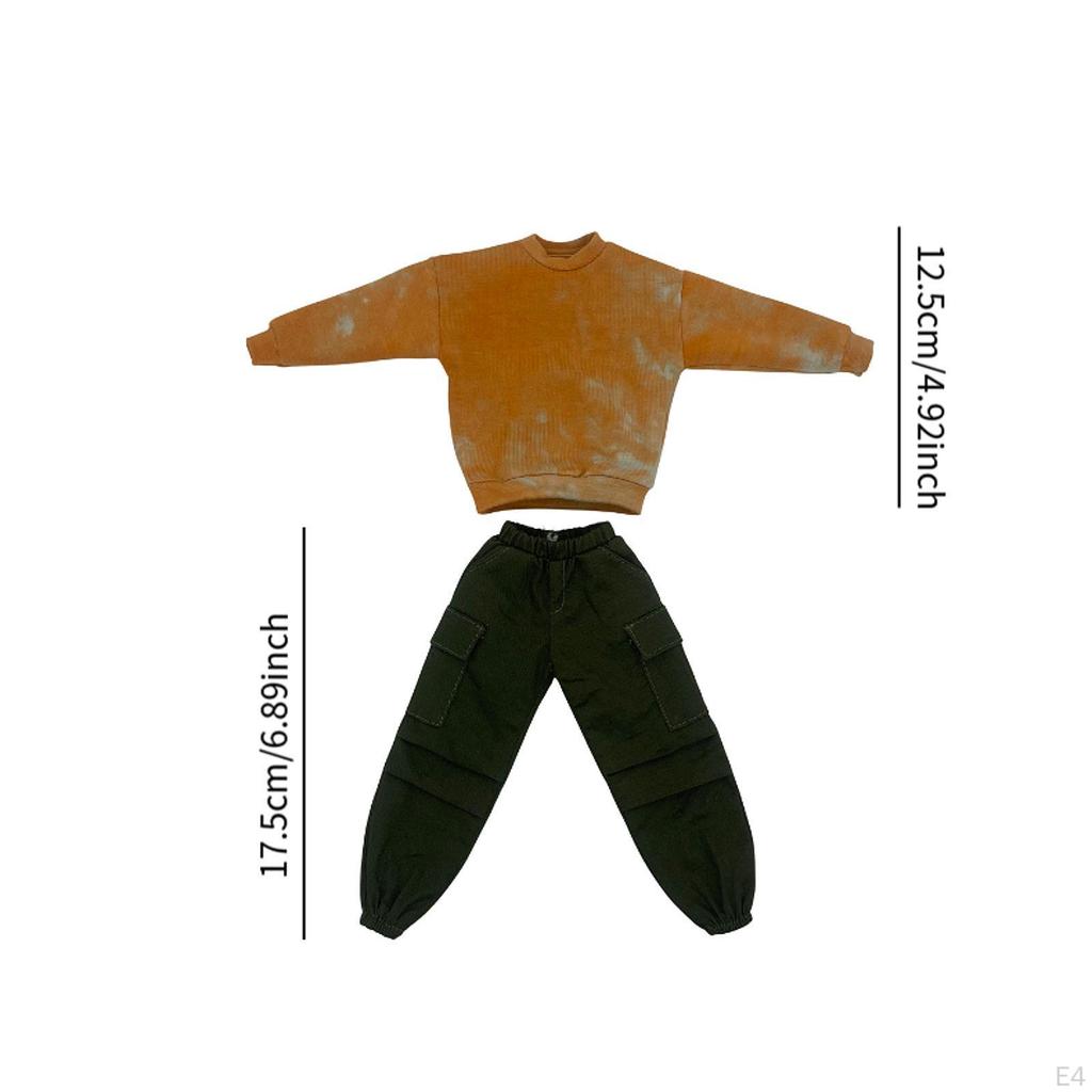 2 Pieces 1/6 Scale Top and Pants Miniature Clothing Garment Costume for 12" Male Action Figures Doll