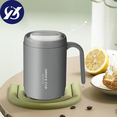 1pc Grau Kreative PP Liner Tragbare Büro Große Kapazität Abgedeckt Trinkbecher Milch Kaffee Tasse Geschenk Für Küche